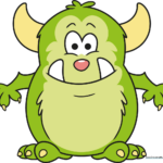 A colorful, friendly cartoon monster illustration for kids.