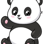 A vibrant, finished illustration of a cute cartoon panda sitting down, used as the featured image for the drawing tutorial.