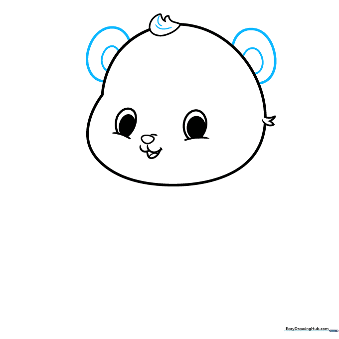 Drawing of a panda head with two rounded, 'C' shaped ears added to the top.