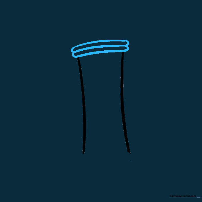 Three horizontal curved lines drawn at the top of the pencil body to represent the metal ferrule.