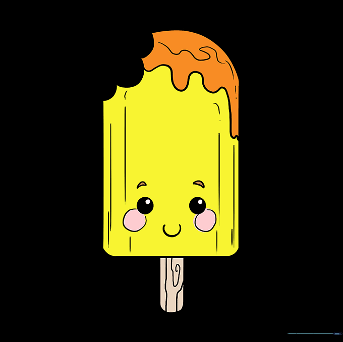 A fully colored, vibrant popsicle drawing with a happy expression.