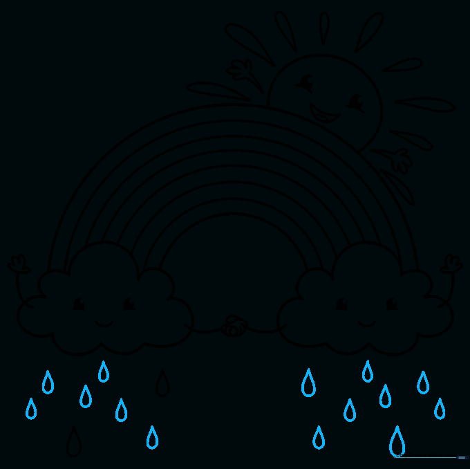 A fuller scene with more raindrops added to the drawing.