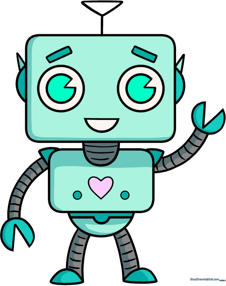 Colorful, friendly robot character illustration for kids.
