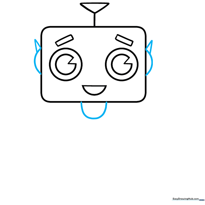 Robot head with added side ears and a neck connection.