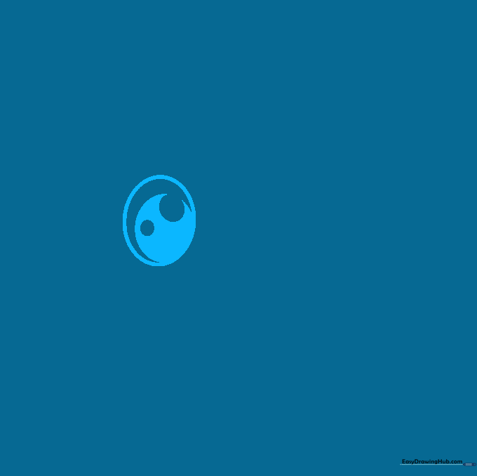 Close-up of a single cartoon eye with two circular highlights inside an oval shape.