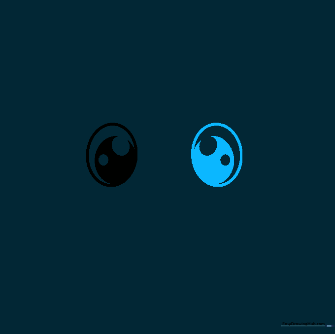 Two identical cartoon eyes side-by-side, forming the base of the rose's face.