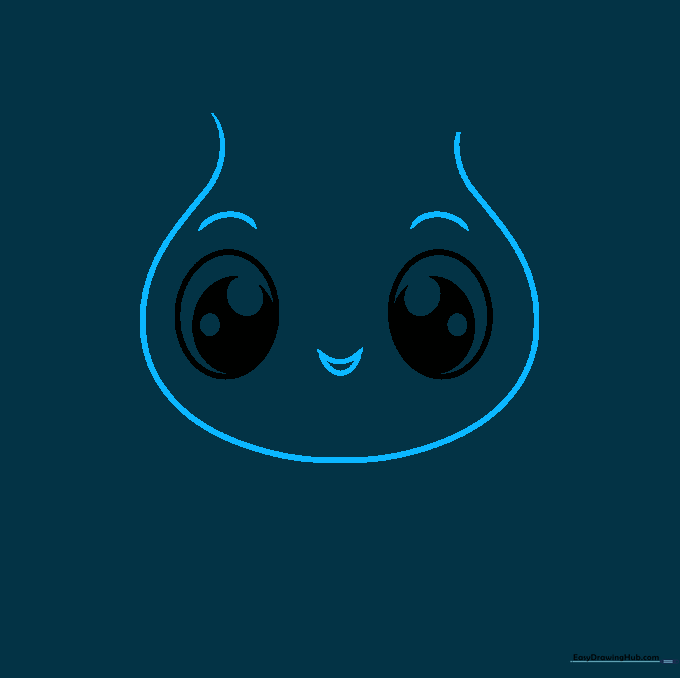 Cartoon rose face with eyebrows and a smiling mouth drawn between the eyes.