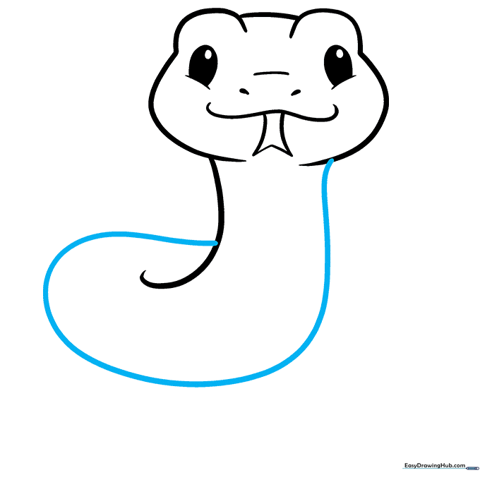 Sketch of the snake's body beginning to coil around itself.