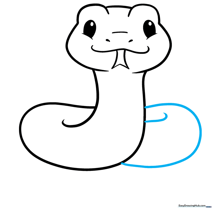 Adding a second coil to the snake's body using a C-shaped line.