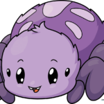 A friendly, colorful cartoon spider character designed for kids to draw.