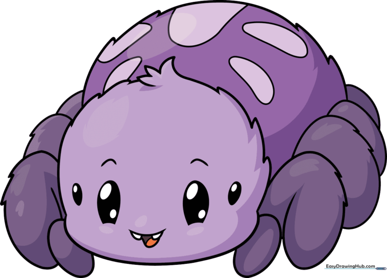A friendly, colorful cartoon spider character designed for kids to draw.