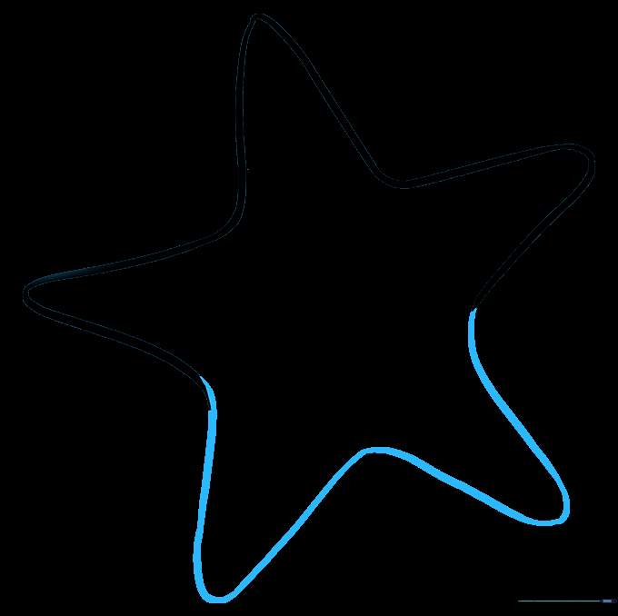 Complete five-armed starfish outline drawn in pencil.