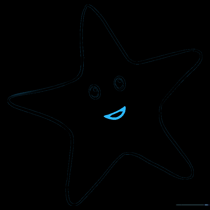 Starfish face now featuring a wide, smiling mouth with a tongue.