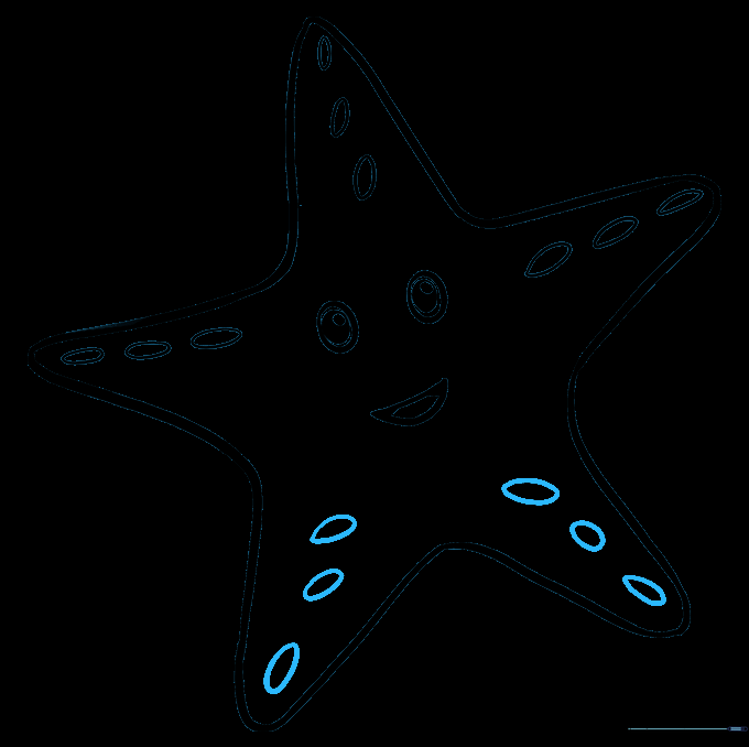 The starfish now has tube feet detailed on all five arms.