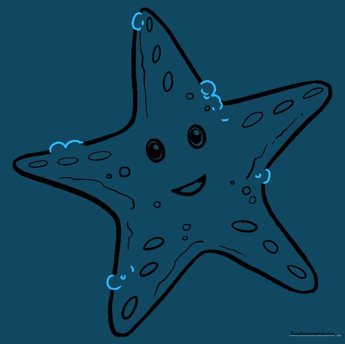 Finalized starfish outline with bumpy edges and cleaned-up guide lines.