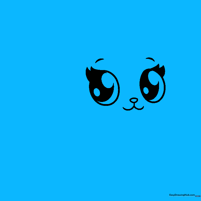 Outlining the cat's face with fur details and a visible tongue.