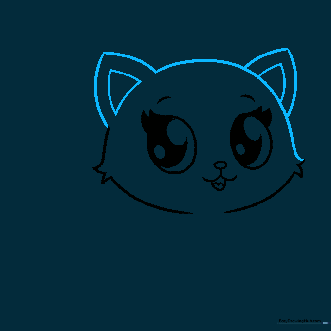 Adding rounded ears to the top of the cat's head.