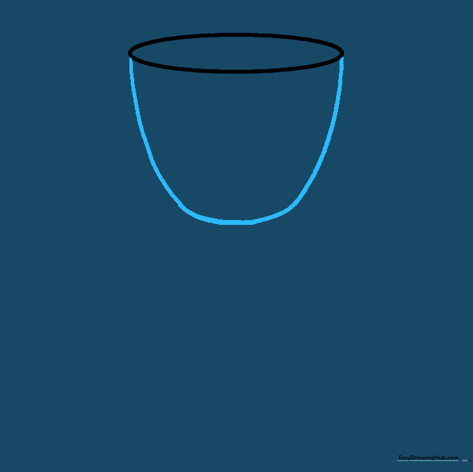 A U-shaped line attached to the bottom of the oval, creating the bowl of the trophy.