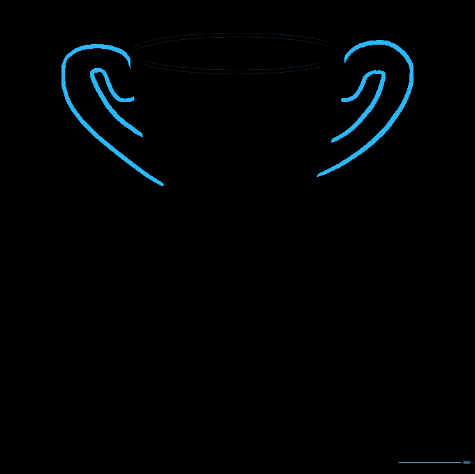 Two teardrop-shaped handles attached to the sides of the trophy cup.