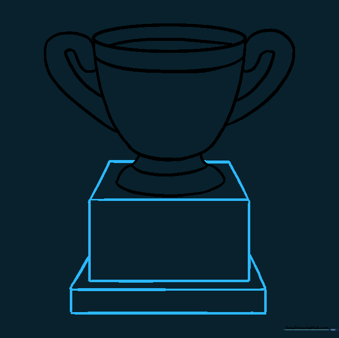 A rectangular base structure added to the bottom of the trophy stem.