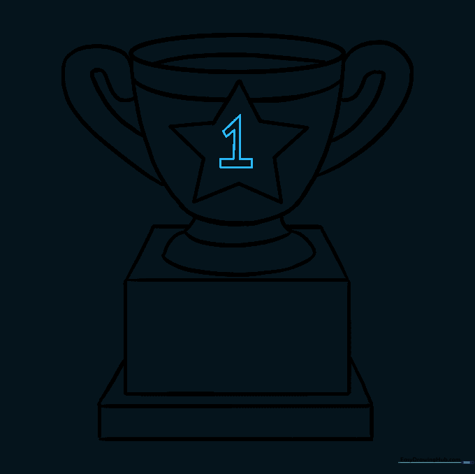 A hollow number 1 drawn inside the star on the trophy.
