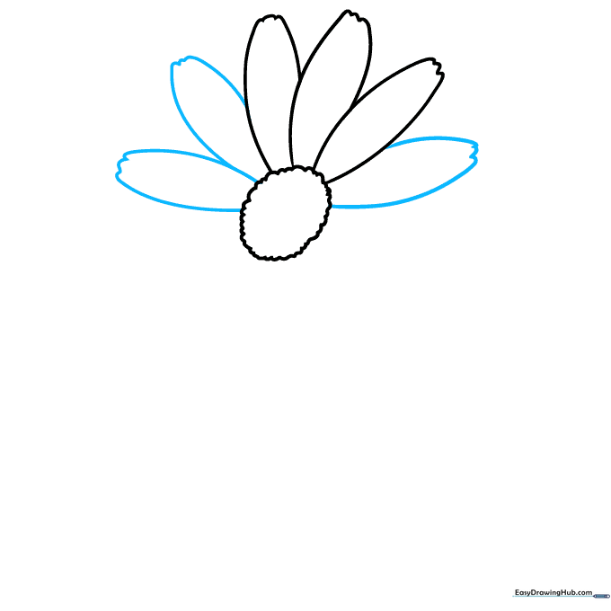 Adding additional daisy petals that overlap to create a sense of volume.