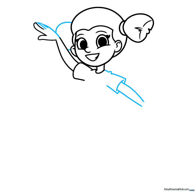Adding hands and the second ponytail to the drawing.