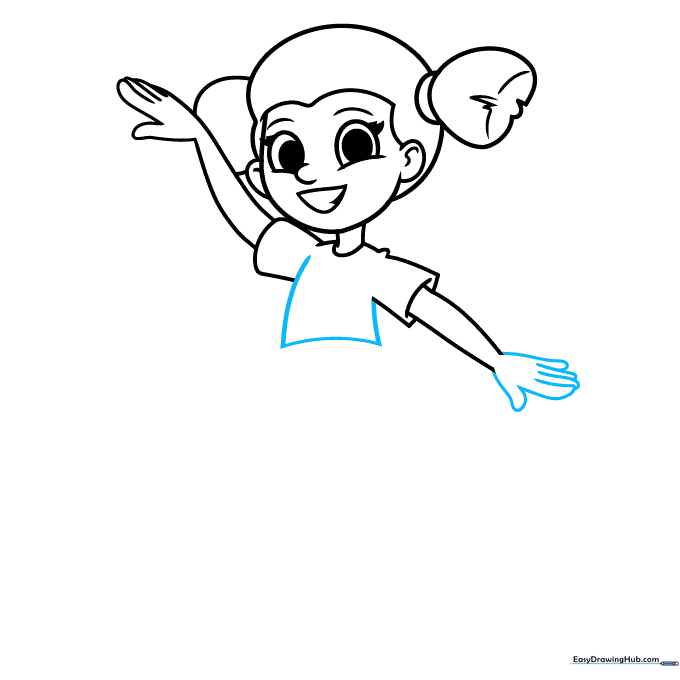 Drawing the torso of the dancing girl.