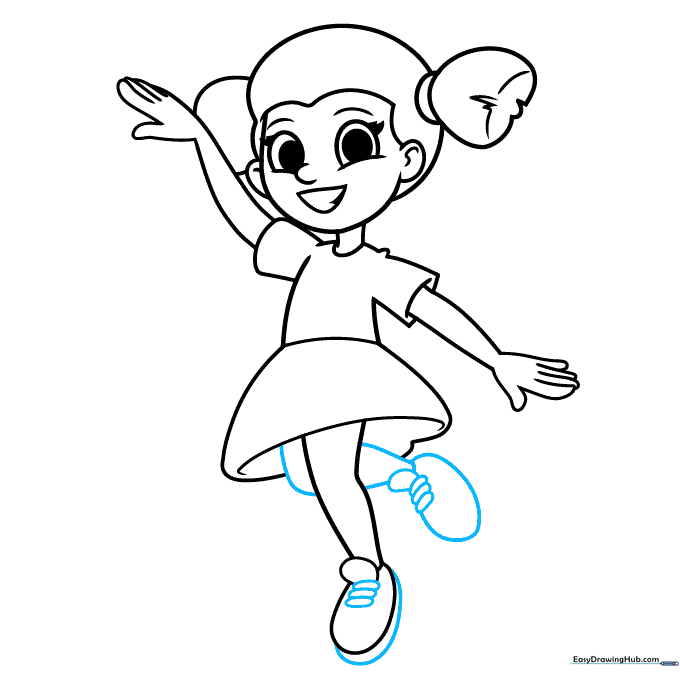 Adding the second bent leg and shoe details.