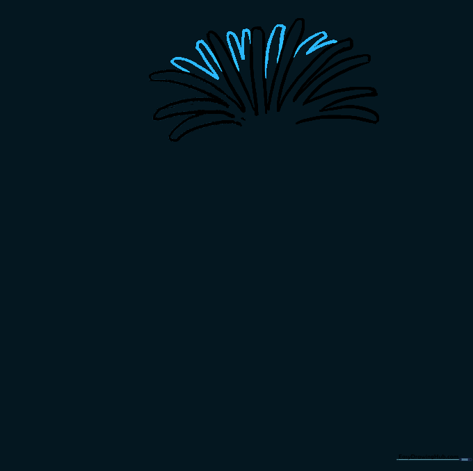 Adding V-shaped lines between petals to create texture and depth in the dandelion head.
