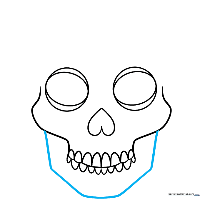 Defining the lower jawbone with a curved line that creates a distinct chin shape.