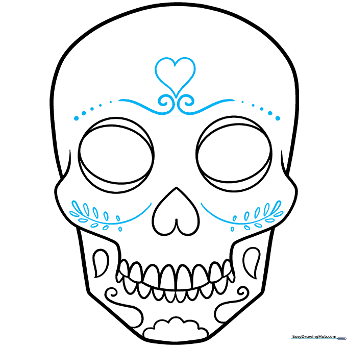 Adding intricate details like a forehead heart, cheek ferns, and dotted accents.
