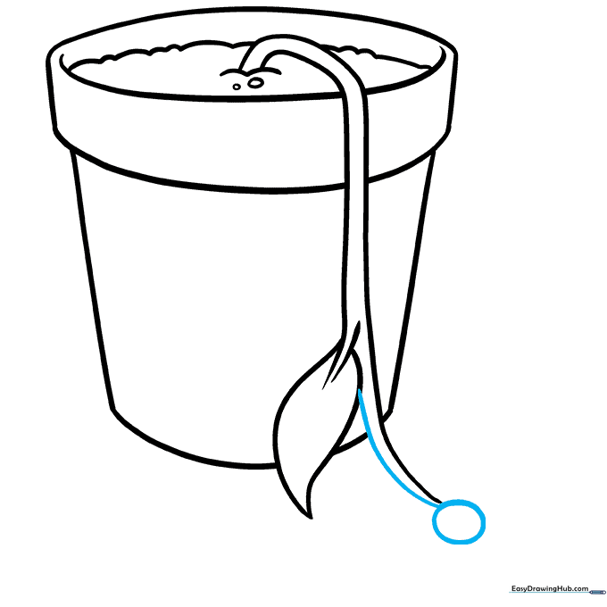 Drawing a small circle at the end of the stem to serve as the flower's center.