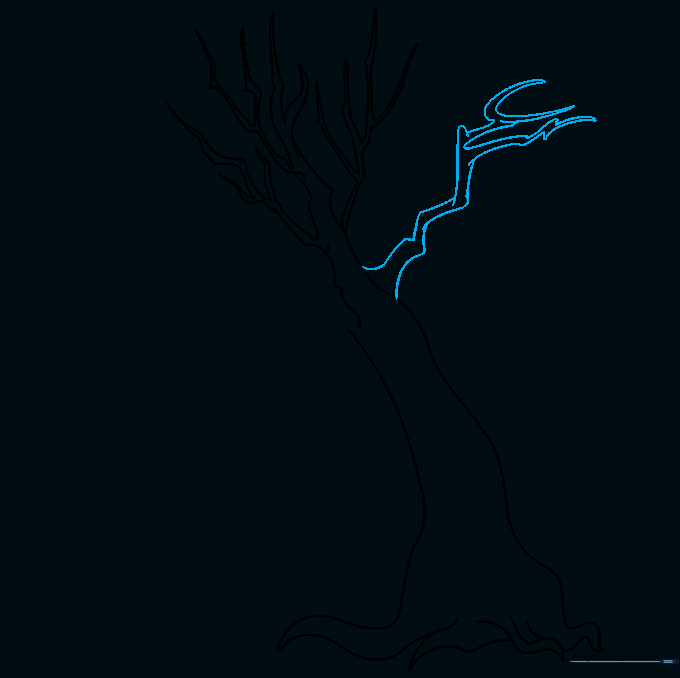 A jagged, zigzagging branch added to the tree to create a sense of age and decay.
