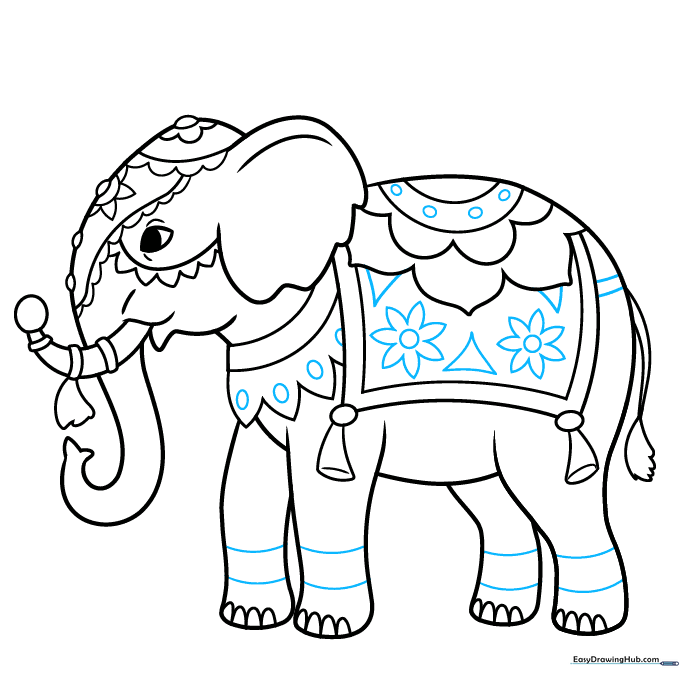 Adding final decorative details like small flowers and leg bands.