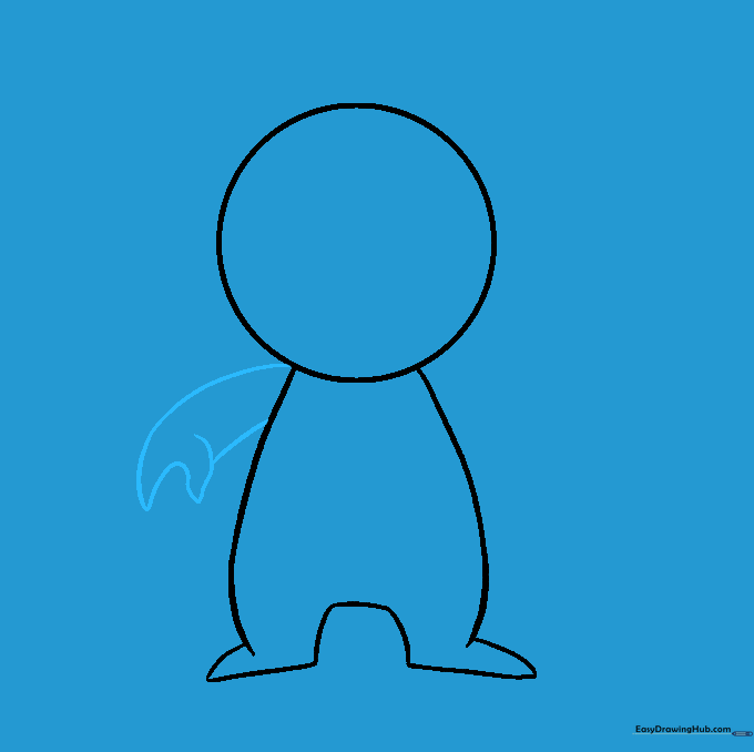 A single arm drawn with curved lines and a U-shaped hand attached to the body.