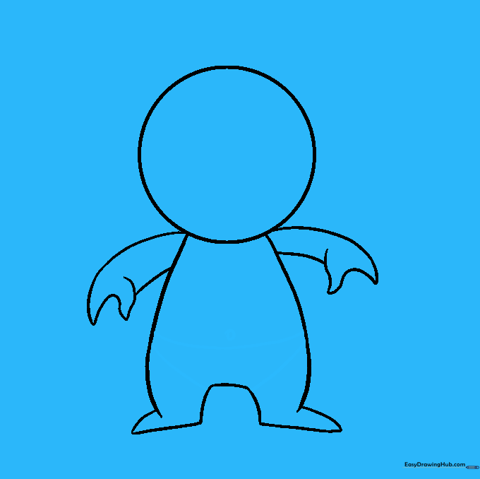 A curved line across the waist and a small circle representing a belly button.