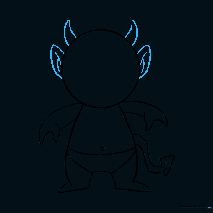 Pointed ears and two triangular horns added to the top of the head.