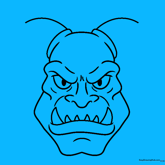 Sketching the horns and ear base for the demon character.