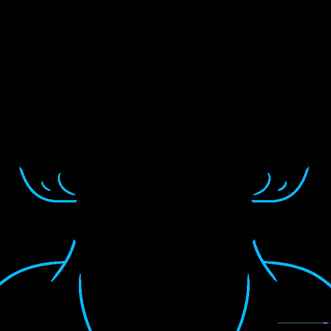 Completing the ear structure and adding a neck to the demon drawing.