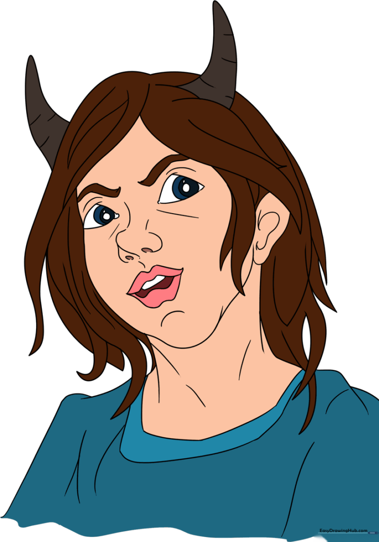 A vibrant, finished drawing of a stylized demon girl character.