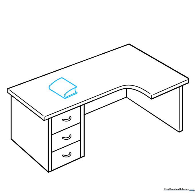 Drawing a book on the desk surface using a rounded rectangle.
