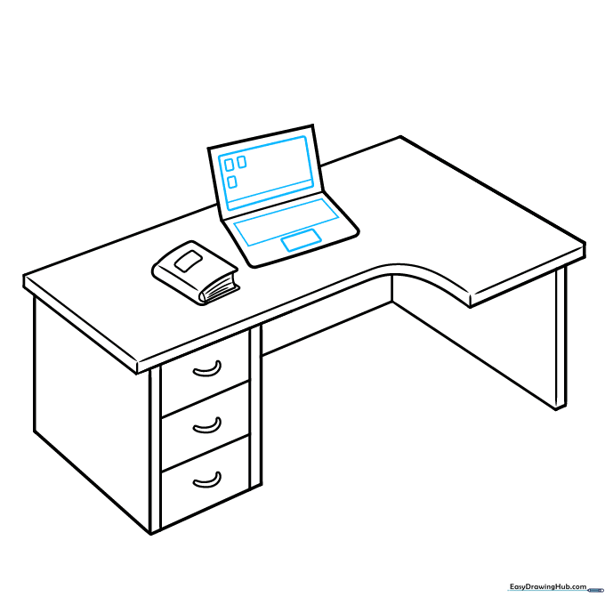 Adding screen and keyboard details to the laptop drawing.
