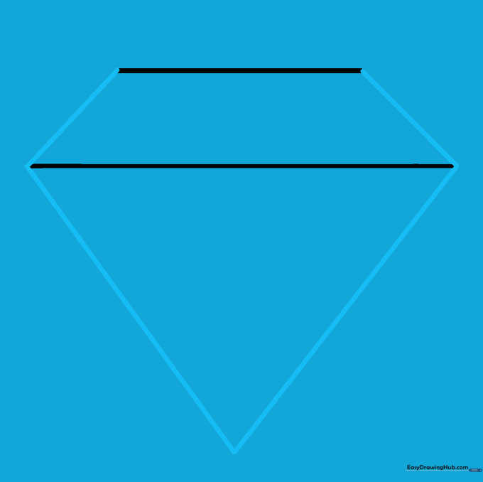 The basic geometric outline of a diamond, showing a top trapezoid and a bottom triangle.