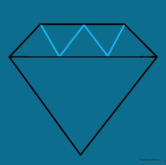 The top section of the diamond divided into smaller triangular facets.