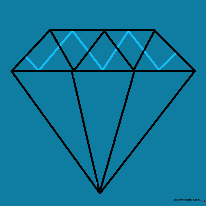 Adding intricate zigzag detailing to the top facets of the diamond.