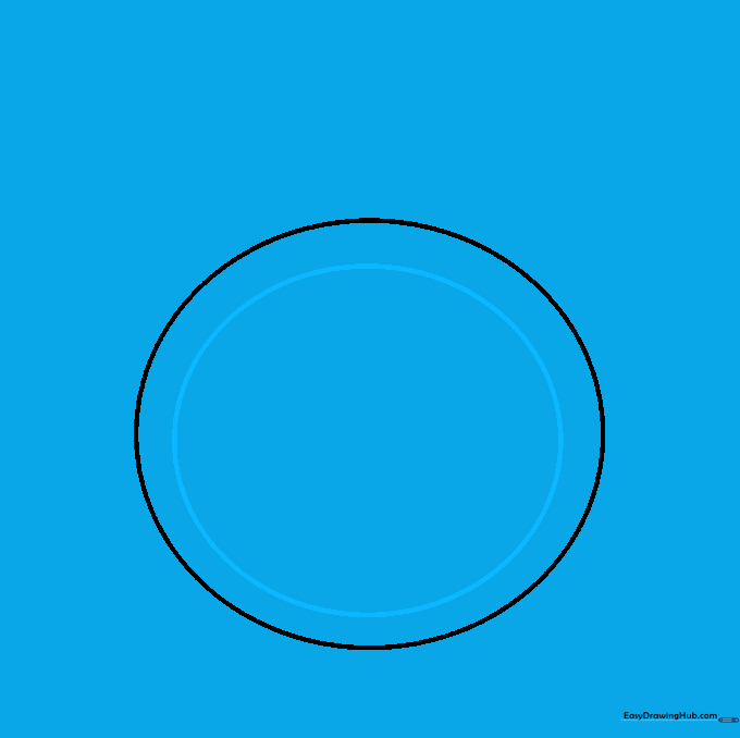 Two concentric circles forming the thickness of the metal ring band.