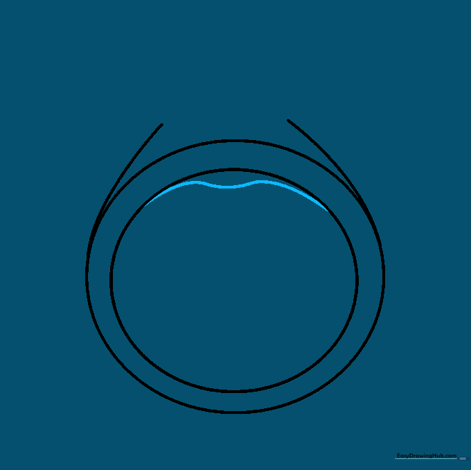 A curved bridge line connecting the shoulders of the ring.