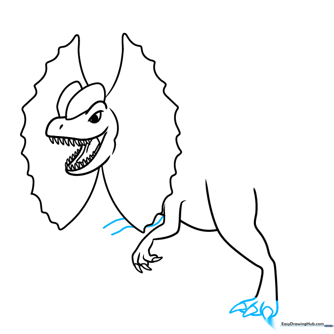 Drawing the rear foot details and the second forearm.