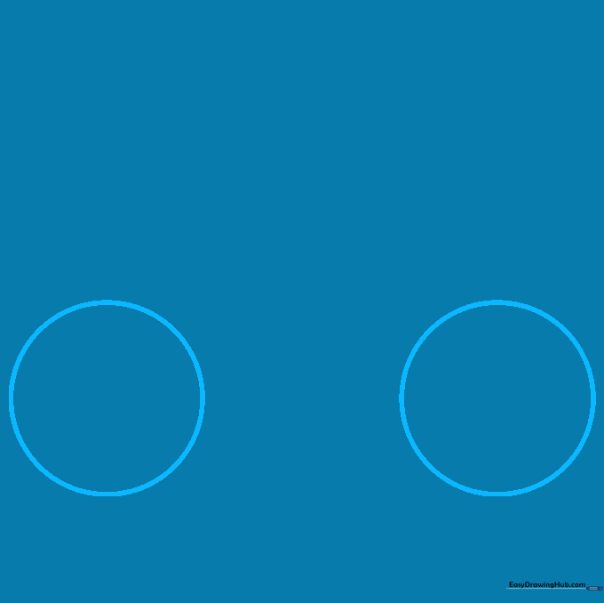 Two light pencil circles representing the front and back wheels of a dirt bike.